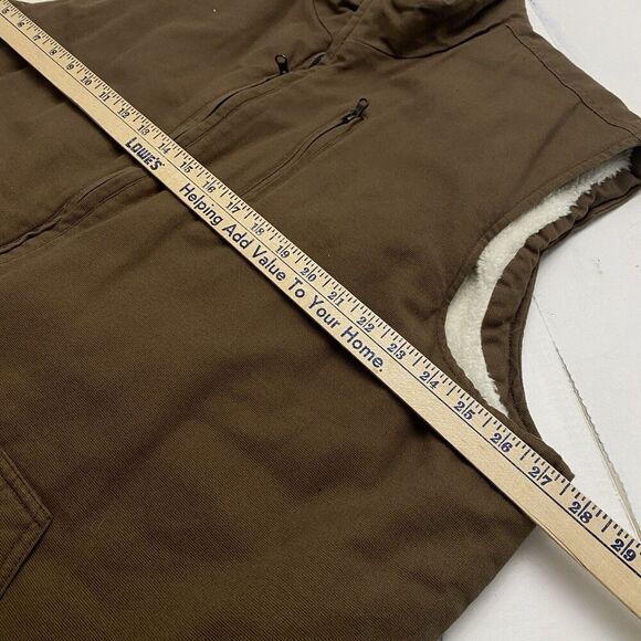Lightweight Canvas Brown Sherpa Fur Lined Vest Men's Size XXL Workwear Outdoor - Picture 6 of 11